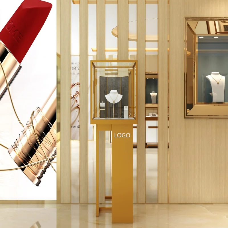 Custom. armoire 럭셔리 목걸이 가게, 금속 코너 코너 잠금 LED 조명, 유리 쇼케이스 보석 캐비닛