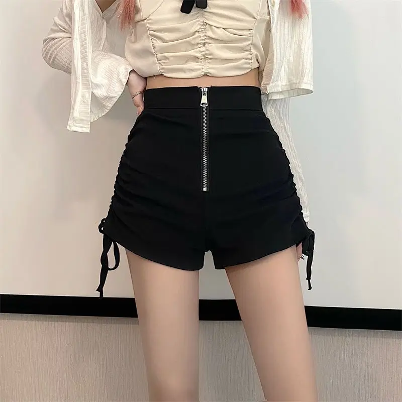 Elastic Waist Tight Black Short Pants for Woman To Wear High Booty Women's Shorts Wide Skinny Cheap Streetwear Trend 2023 Summer
