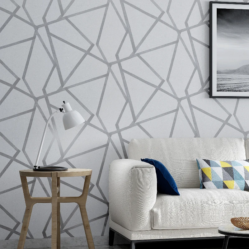 

10m Grey Geometric Wallpaper For Living Room Bedroom Gray White Patterned Modern Design Wall Paper Roll Home Decor