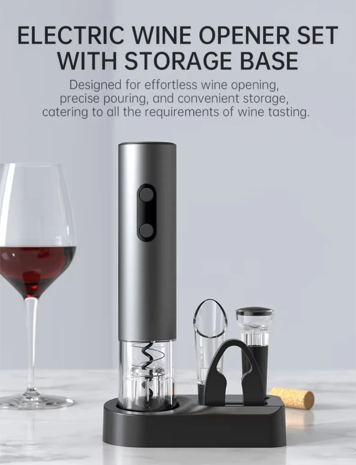 Description Picture 2 of itemElectric Wine Bottle Opener Automatic Red Wine Corkscrew Wine Opener Wine Tools Kitchen Products Performance Plastic