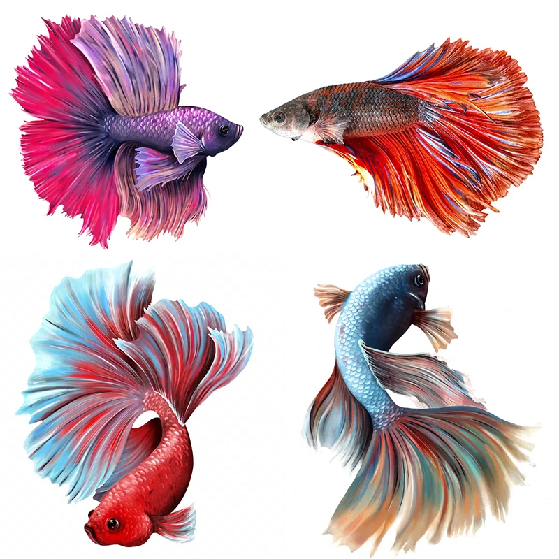 Wall stickers wall sticker T336# Colorful Fighting Fish Lovely Little Goldfish Wall Sticker Living Room Cabinet Refrigerator Home Decoration Decals