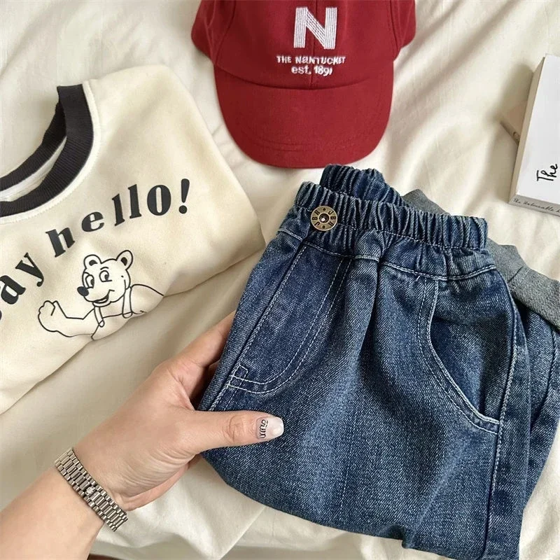 2025 frühling Sommer kinder Kleidung Mädchen Jeans Baumwolle Lose Baby Jungen Harem Hosen 1-7 Jahre Kleinkind Kinder Casual Denim Hosen – Detail 17