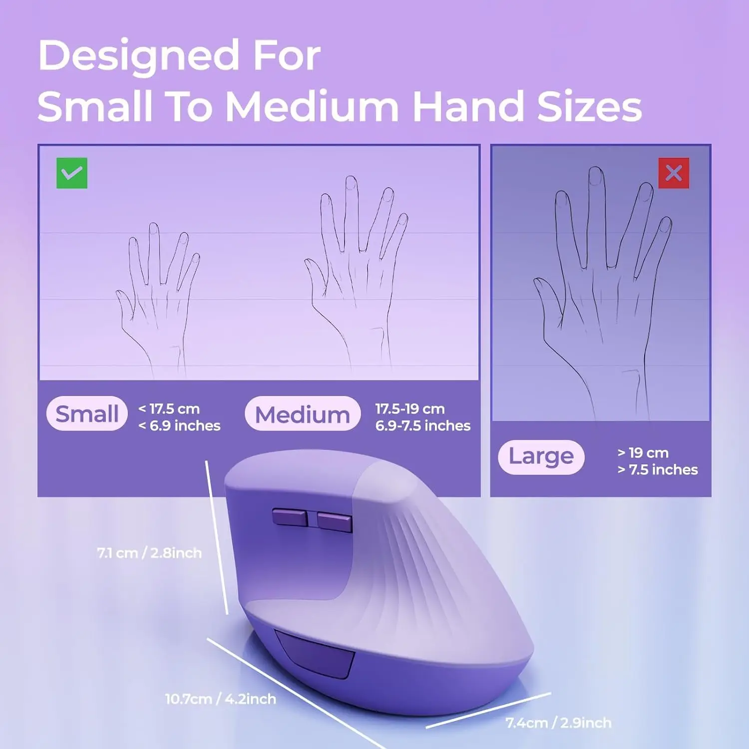 Seenda Vertical Wireless Mouse Rechargeable Ergonomic USB Type C 2 in 1 Receiver For Laptop PC MacBook Windows Android