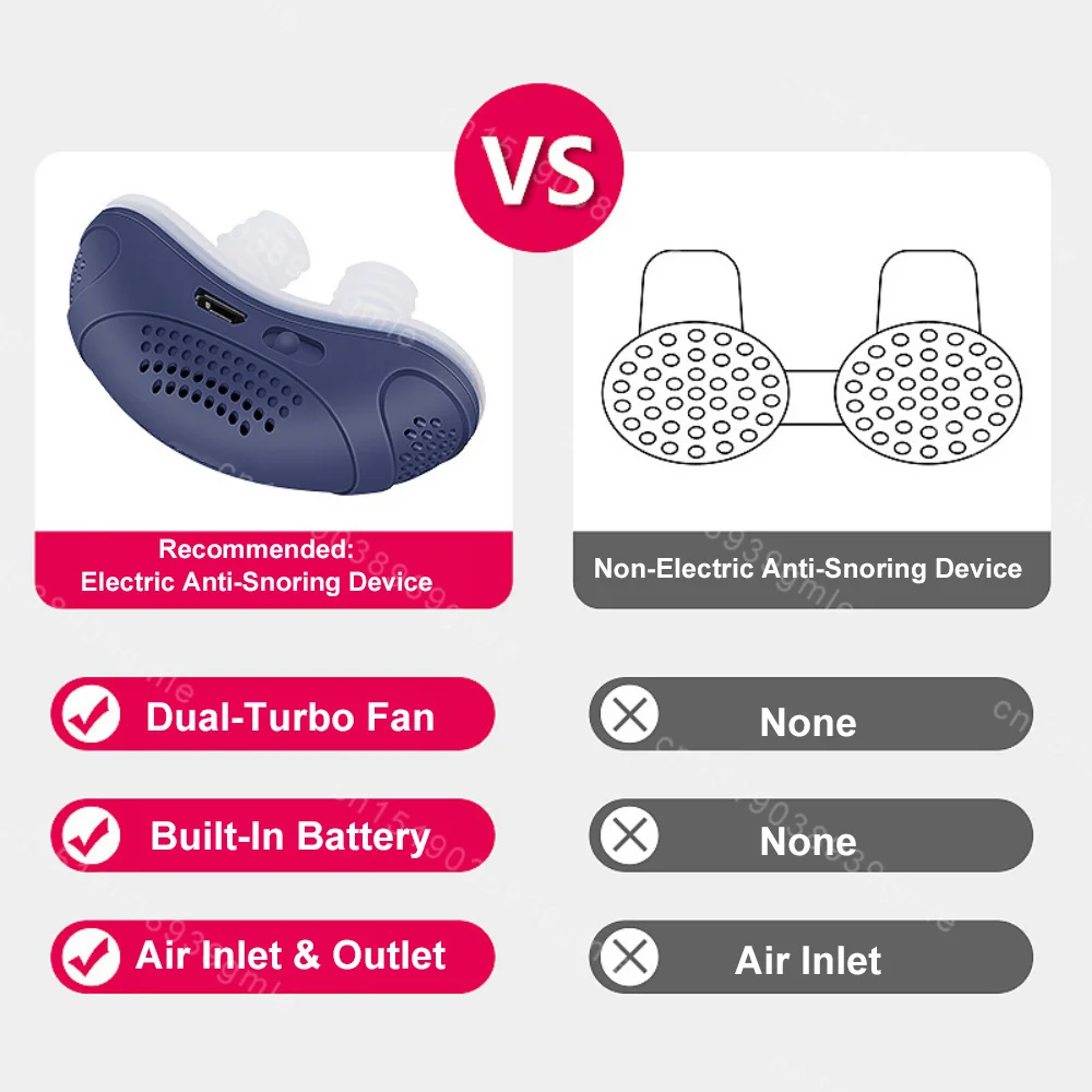 Electric Anti-Snoring Device Sleep Aid Care Nose Clip Snore Reduction Stopper Nose Breathing Relieve Sleepping Ventilator