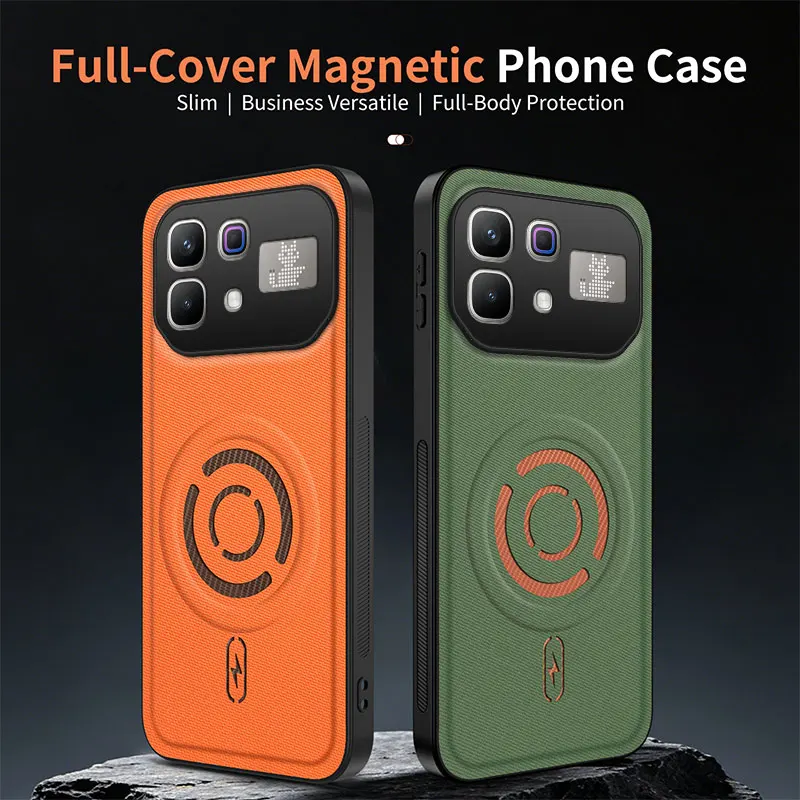 Magnetic Textured Leather Drop-Protection Phone Case Cover