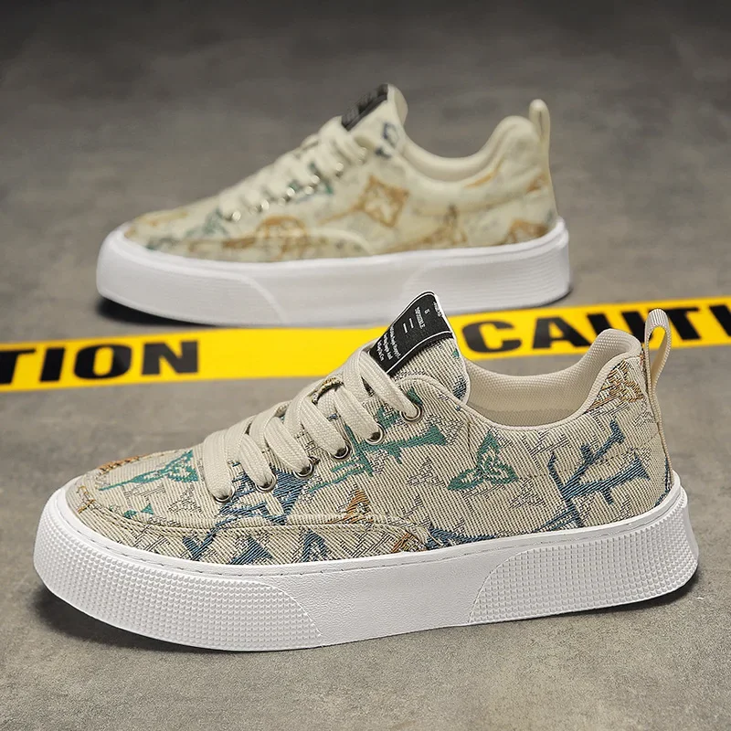 

Summer new men's low-top casual canvas shoes tide color painting hundred sports shoes fashion thick bottom men's shoes