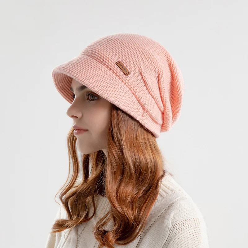 

1 Pcs Winter Velvet Pile Hat Women's Outdoor Warm Pullover Wide Eaves Show Face Small Ear Protection Fashion Confinement Hats