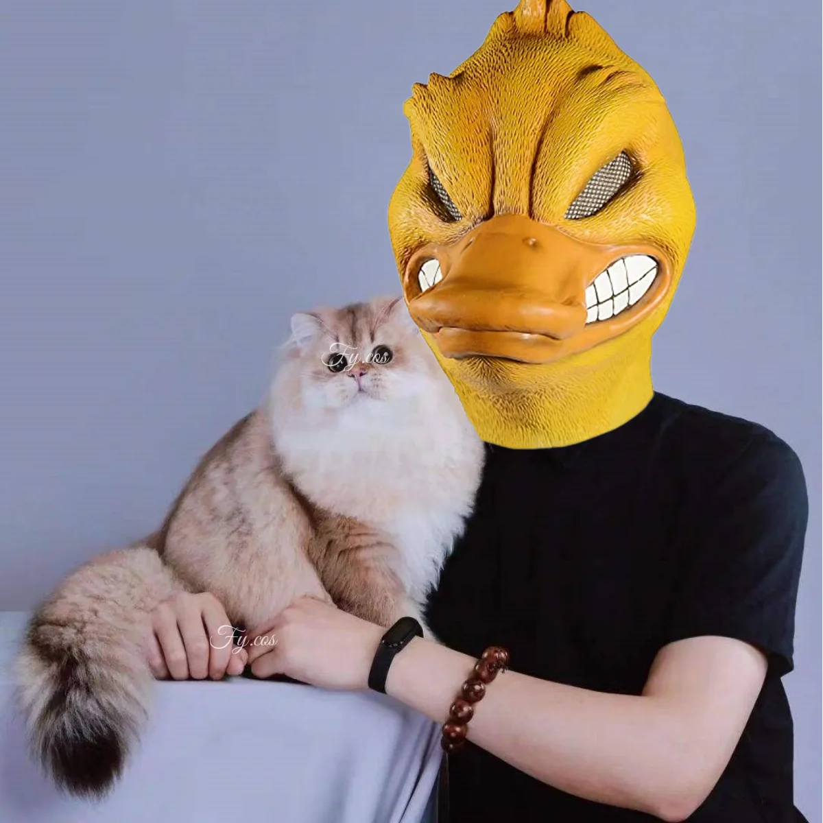 Angry Yellow Duck Mask Cosplay Rubber Animal Latex Helmet Unisex Full Face Headwear Halloween Masquerade Party Costume Prop