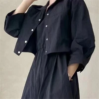 REALEFT Summer 2 Pieces Women's Dress Suits Turn-down Short Jacket and Solid Casual Tank Dress Sets Outfits 2024 New Spring - Image 6