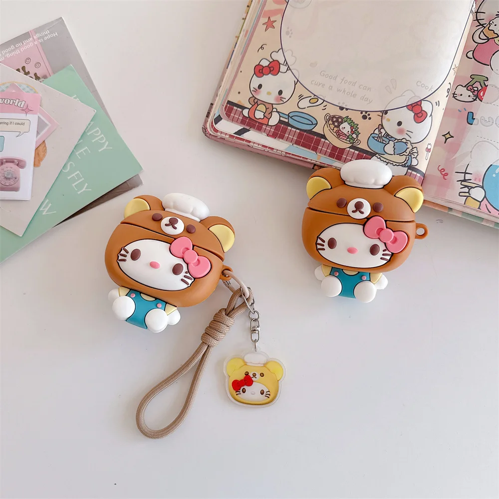 Adorable 3D Cartoon Silicone Earphone Case with Charm