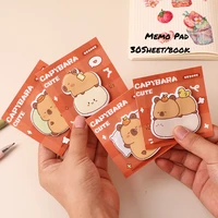 4Pcs/Set Cute Cartoon Capybara Memo Pad 30Sheet/Book Sticky Note Thick Paper Tearable Sticker for Kids School Office Stationery 1