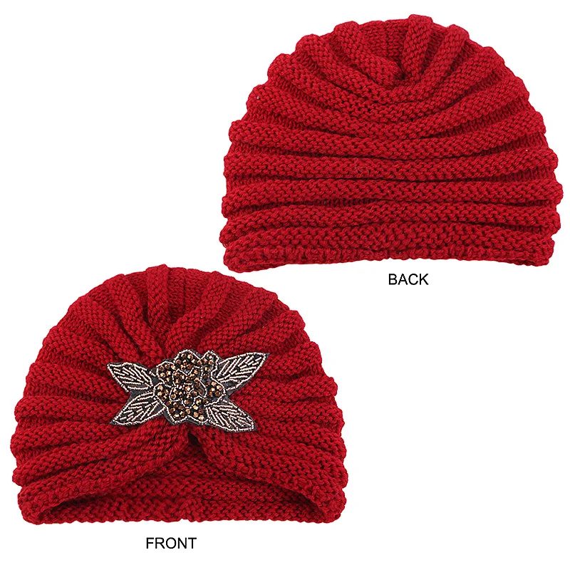 Vrouwen Moslim Inner Hijab Breien Hoofddoeken Wollen Tulband Muts Effen Kleur Warme Bonnet Wintermuts Mode Mutsen Boho_voghion.com