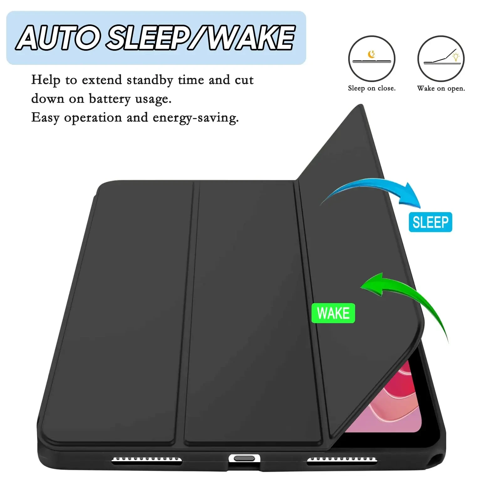 Ultra Slim TPU Soft Back Cover with Tri-Fold Magnetic Stand