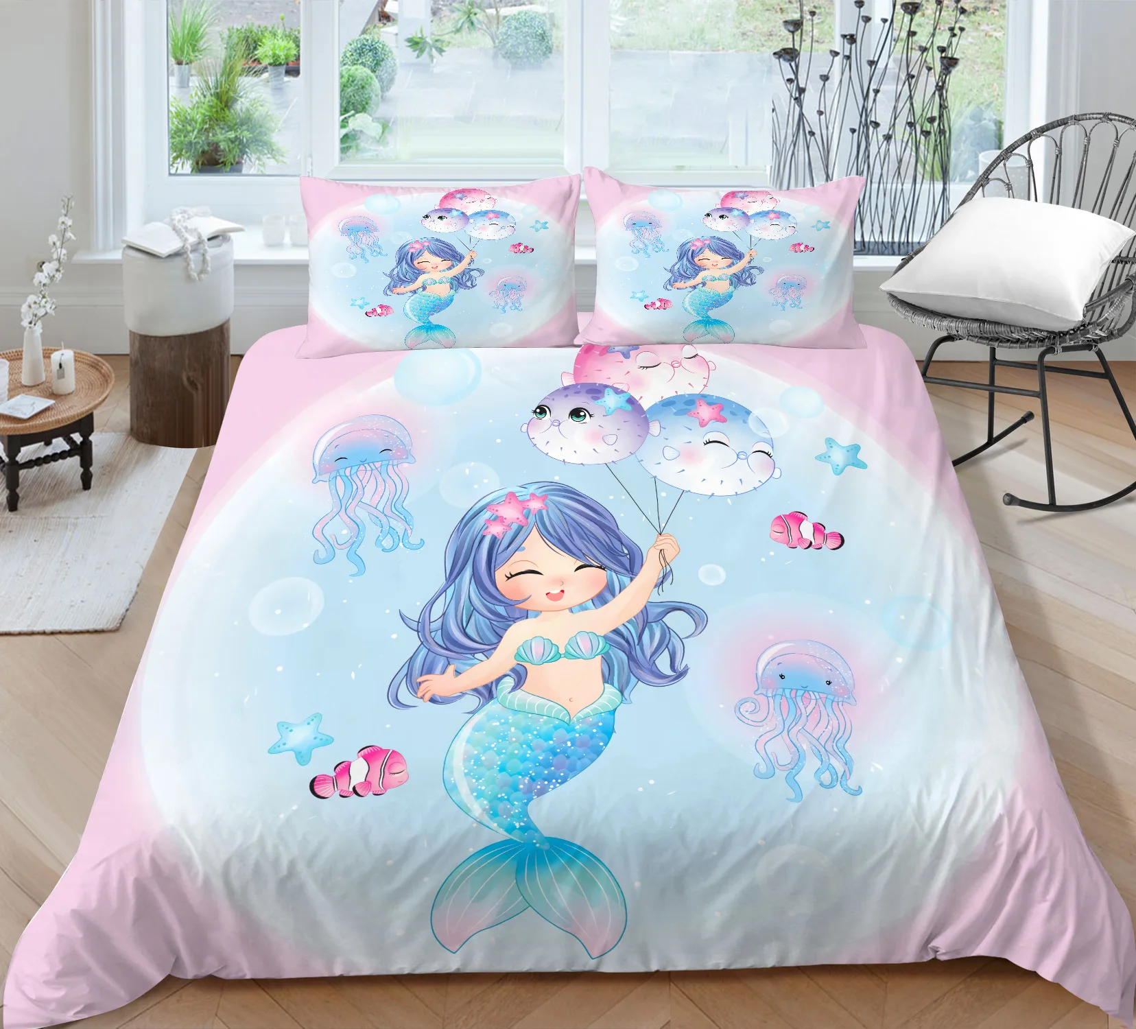 

Hot Bed Linen 2/3pcs 10 Patterns 3D Digital Mermaids Printing Duvet Cover Sets 1 Quilt Cover + 1/2 Pillowcases US/EU/AU Size