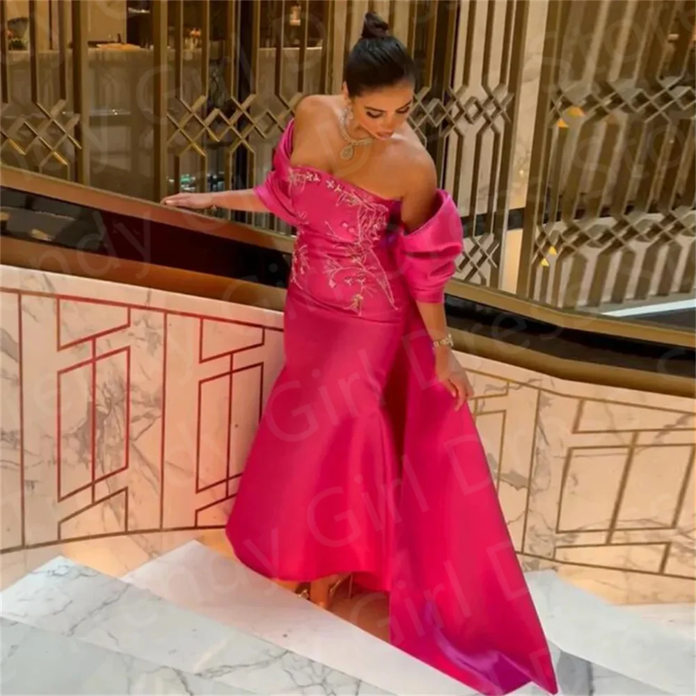 

Gorgeous Dubai Mermaid Evening Dresses Elegant for Women with Cape Shawl Beaded Arabic Formal Party Gowns فساتين مناسبة رسمية