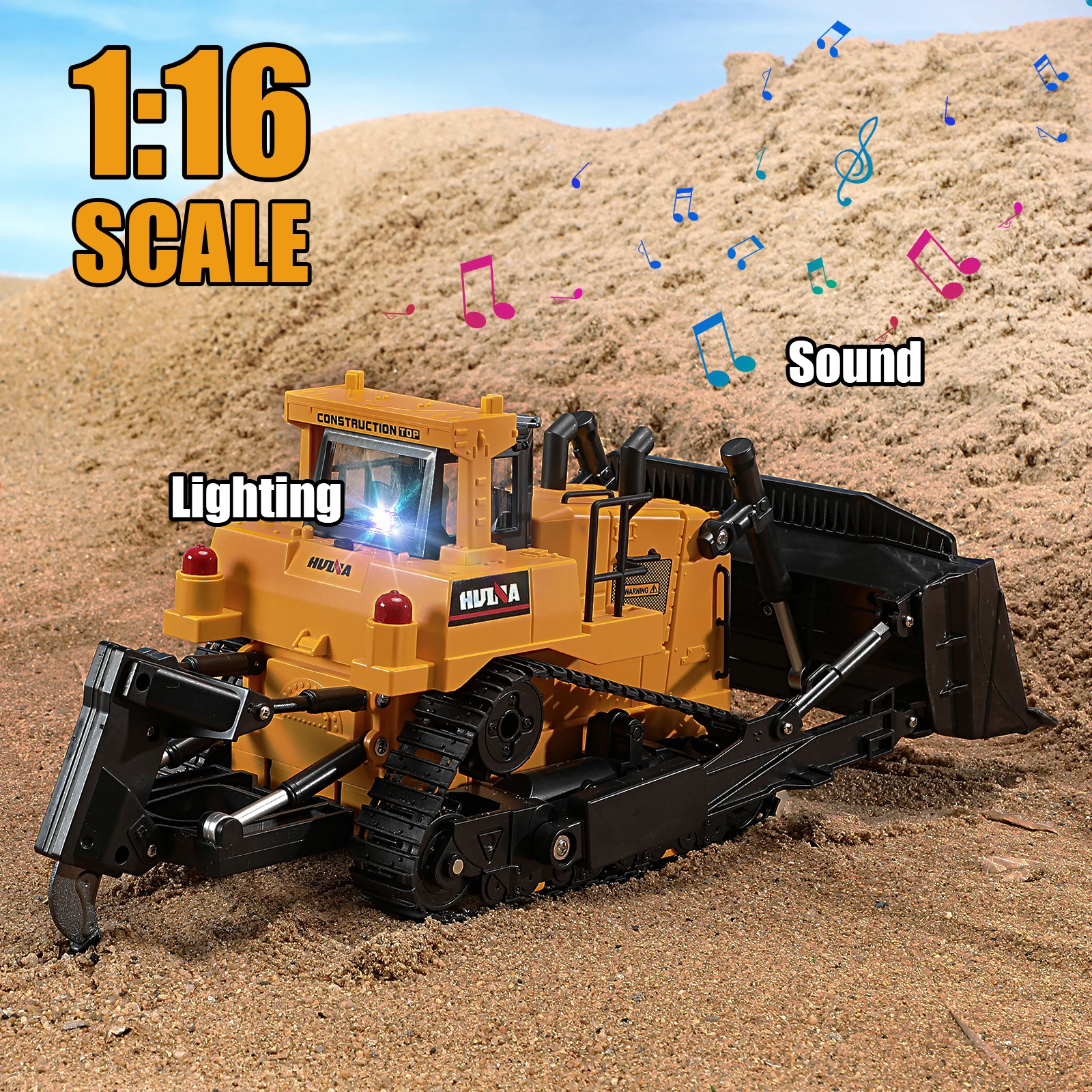 1:16 RC Remote Control Heavy Bulldozer Truck 11CH Automobile Engineering Vehicle 2.4GHZ Automobile Model Toy Boy Children's Gift 2