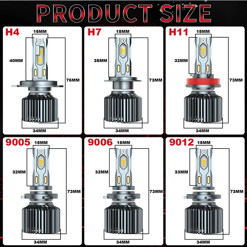 5000000LM 4800W H7 H4 LED 헤드라이트 CANBUS H11 H8 H9 9012 9006 9005 터보 5570 CSP 칩 자동차 전구 안개등 헤드램프 팬 포함 6000K