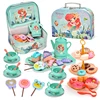 44pcs Tea Party Set For Little Girls Kitchen Pretend Play Tea Time Toys With Dessert Cookie Doughnut Teapot Princess Girls Gifts 1