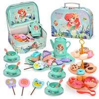 44pcs Tea Party Set For Little Girls Kitchen Pretend Play Tea Time Toys With Dessert Cookie Doughnut Teapot Princess Girls Gifts 1