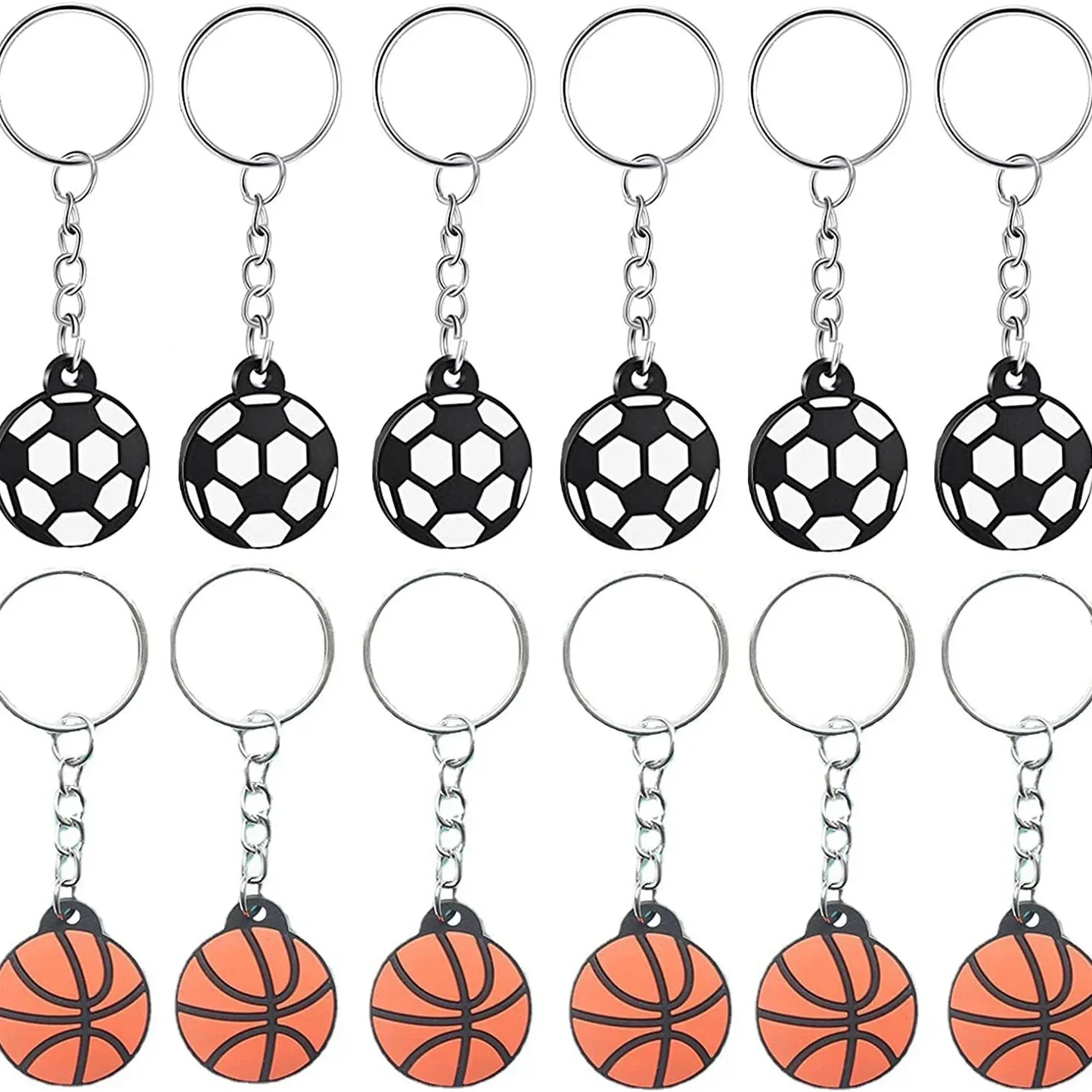 1PCS PVC Keychain for Car Key Sports Series Basketball Football Dumbbell Keyring Bulk Key Chain Accessories Christmas Free Gift 6