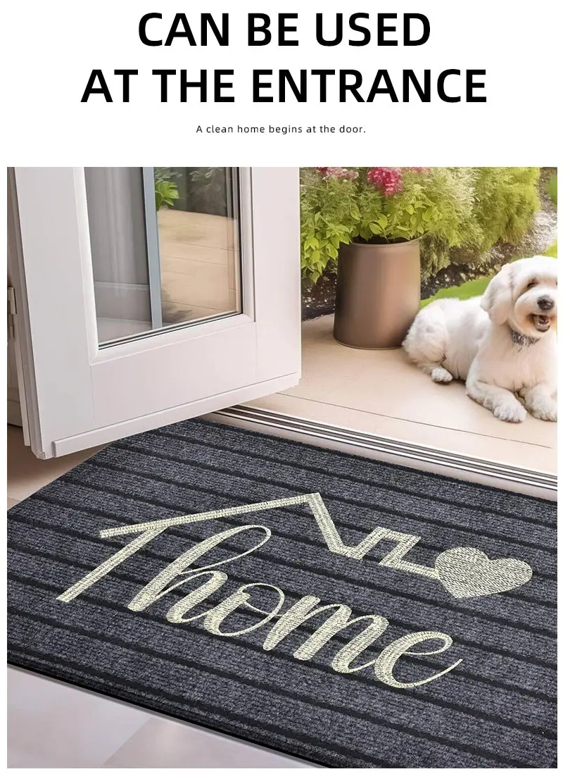 Striped Door Mat - Machine Washable Soft Absorbent Floor Carpet for Bathroom Entrance