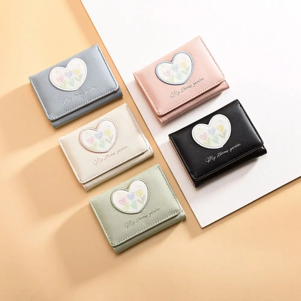 

Flower Printing PU Leather For Student Coin Purse Cartoon Credit Card Clip Women Wallet Women Card Bags Card Holder