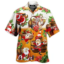 

Mexican Men's Shirts Short Sleeves Summer New Christmas Fun Santa Claus 3D Printing Personality Fashion Beach Oversized
