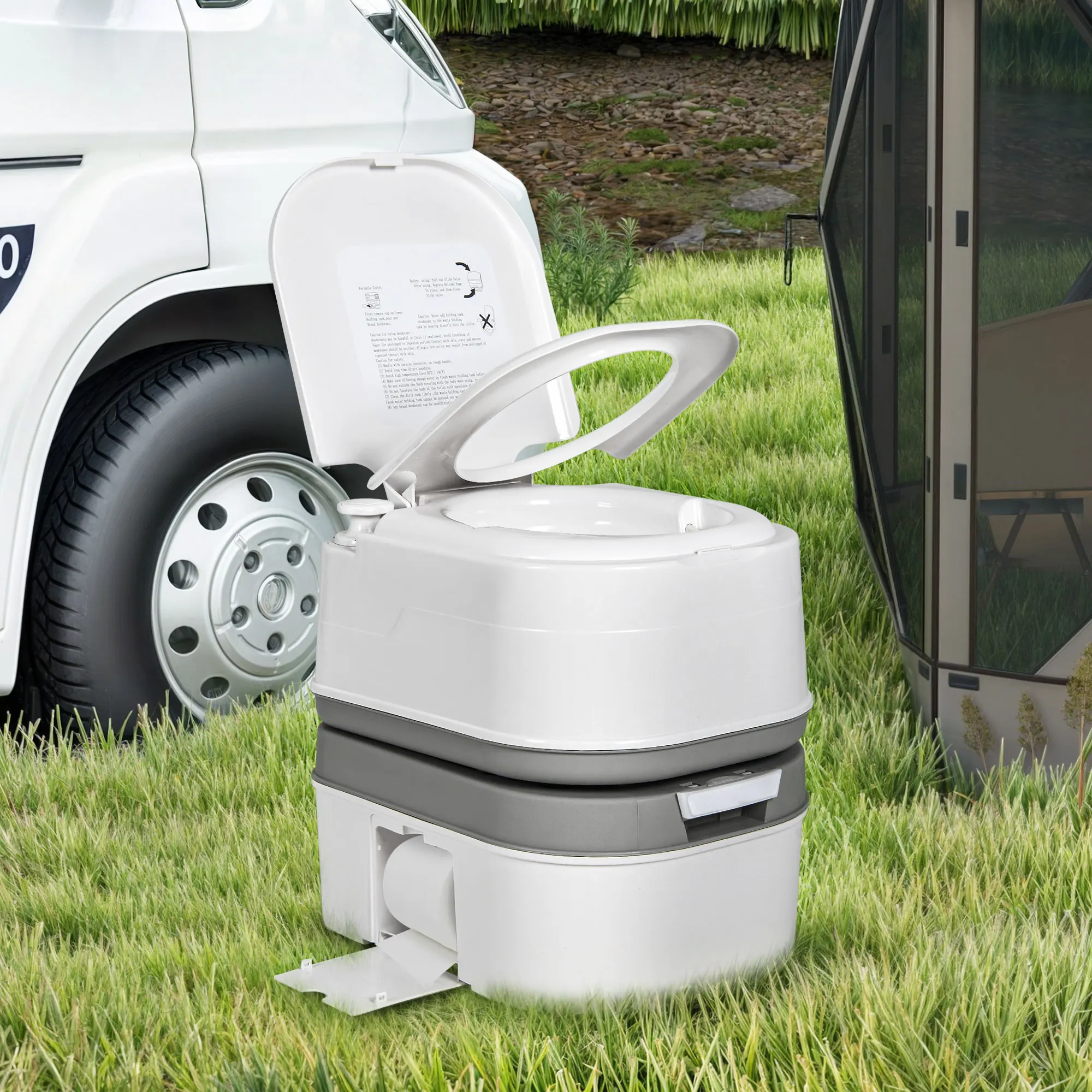 Portable Potty Toilet Outdoor Camping Travel Mobile Flush Toilet w/ Paper