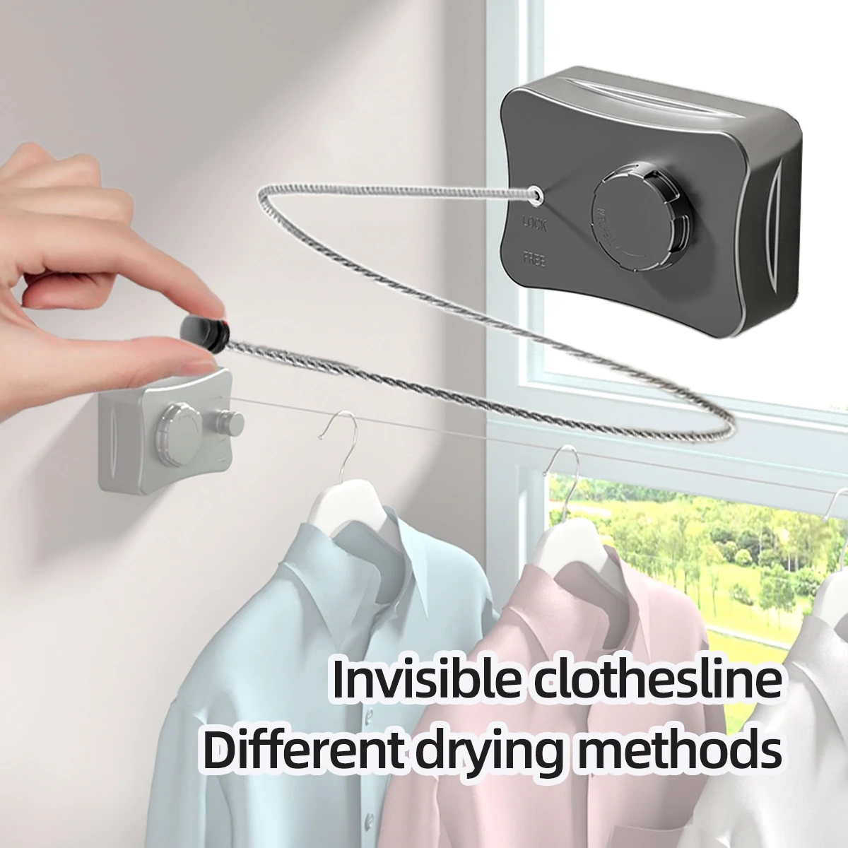 Clothing Drying Rope Clothes Drying Line Scalable Balcony Invisible Storage for Drying No Need to Drill Steel Wire Ropes