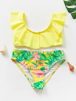 Girls Yellow Floral Bikini Set 1