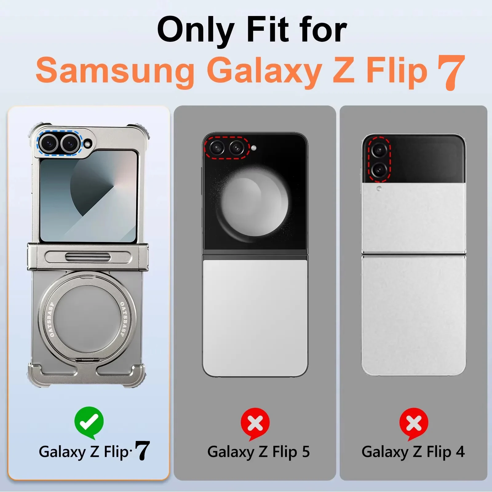 Eary Metal Case for Samsung Galaxy Flip 7 Magsafe with 360°Rotate Magnetic Stand Frameless Phone Case Shockproof Protector Cover