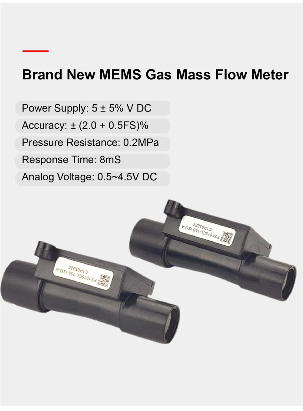 Gas Mass Flow Sensor FS1015CL for Oxygen Air Nitrogen Argon Ventilator Anesthesi