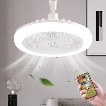 조명 리모컨 LED 천장 팬, 조도 조절식 천장 램프 전구, 실내 침실 샹들리에, 냉각 선풍기, 3 가지 모드, 30W E27