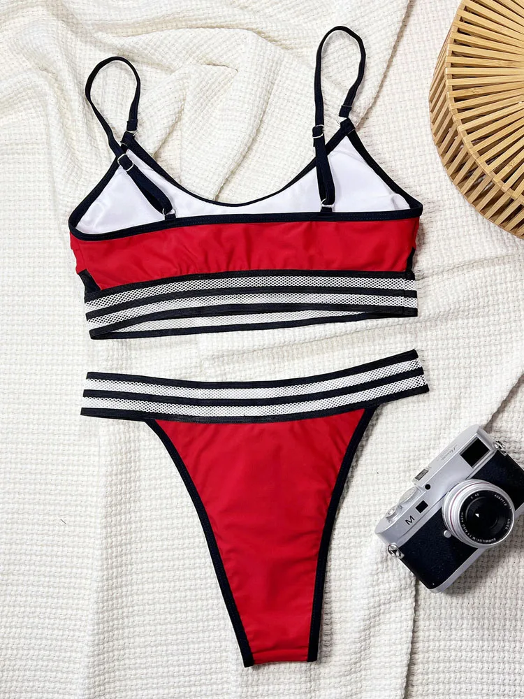 VigoCasey Sexy Strapped Swimwear Women Patchwork Push Up Bikini Set High Cut Brazilian Swimsuit Lady Beach Bathing Suit
