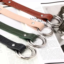 Women's Stone Double Ring Buckle Fashion Versatile Coat Wool Dress Decorative Belt Women Classic