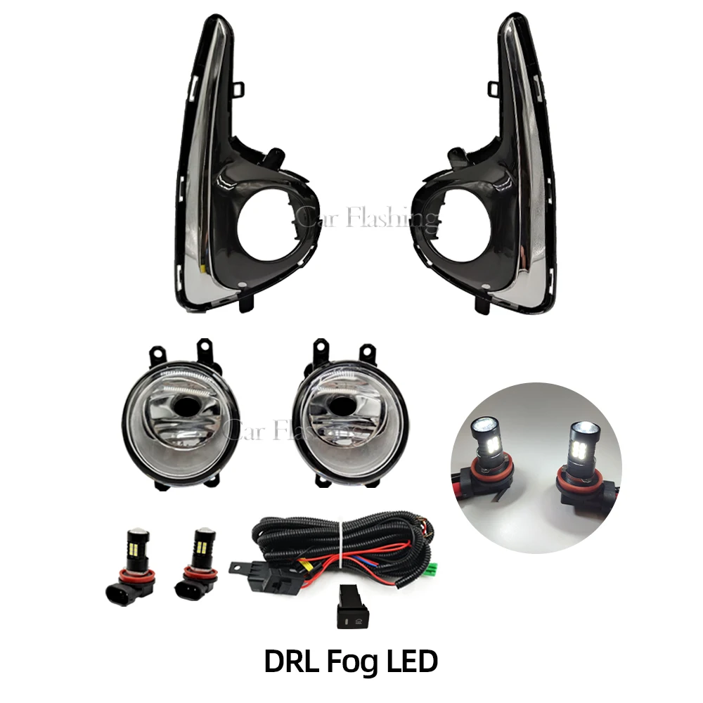 Nebelscheinwerfer-Kit Für Toyota Yaris Schrägheck 2018-2019 – Chrom Mit Blende + Kabelbaum – H16 Halogen