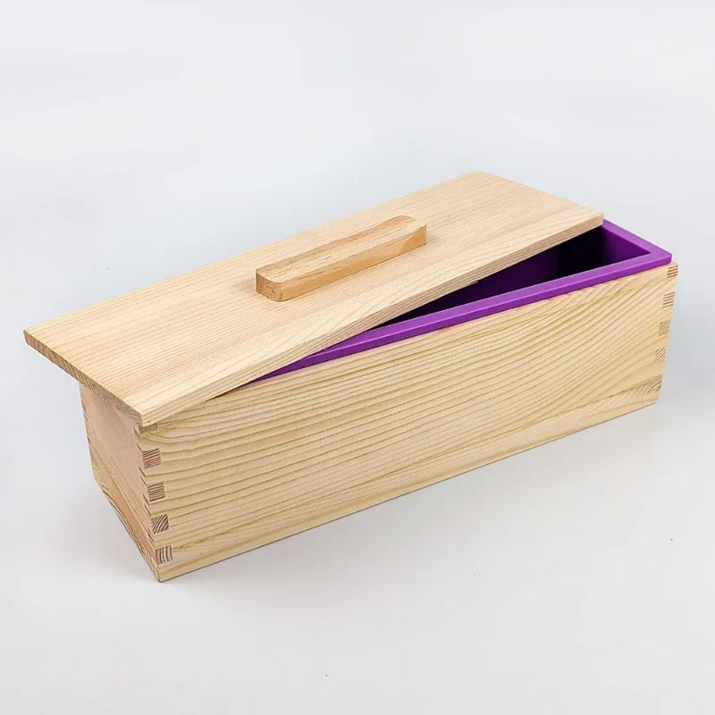 Silicone Soap Mold Silicone Soap Mold Rectangular Flexible Mould with Wooden Box for DIY Handmade Tool MJ902 silicone mold