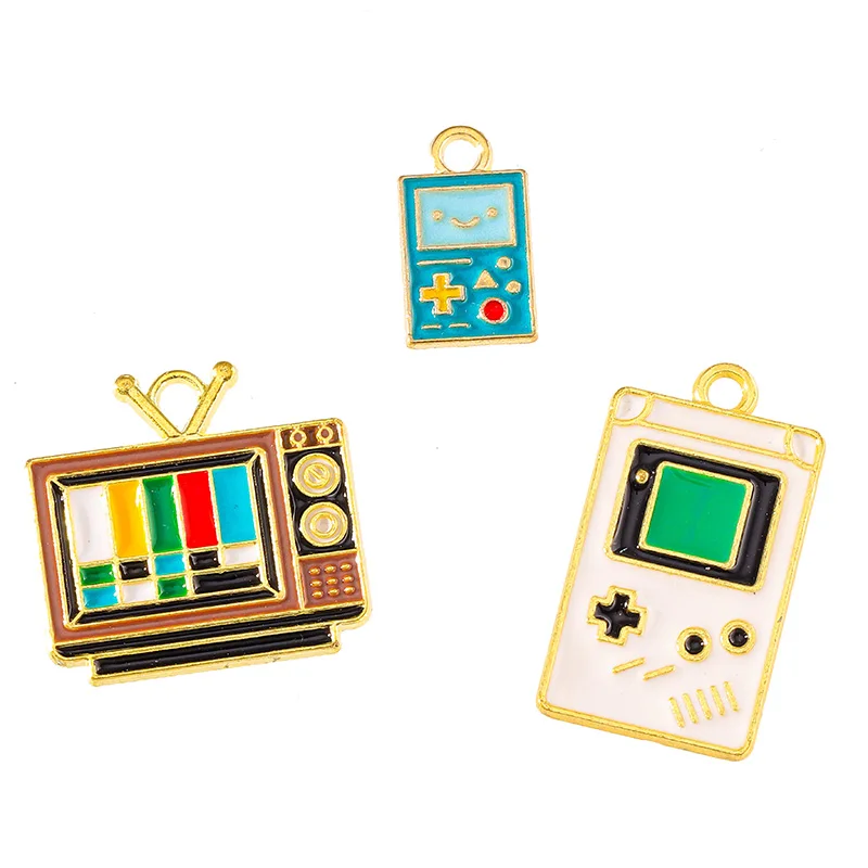 10 Stück 3 Stile Retro Emaille Old-School TV Spielkonsole Charms für die Herstellung lustiger Ohrringe Anhänger Schmuck Geschenk für Kinder Freunde – Detail 2