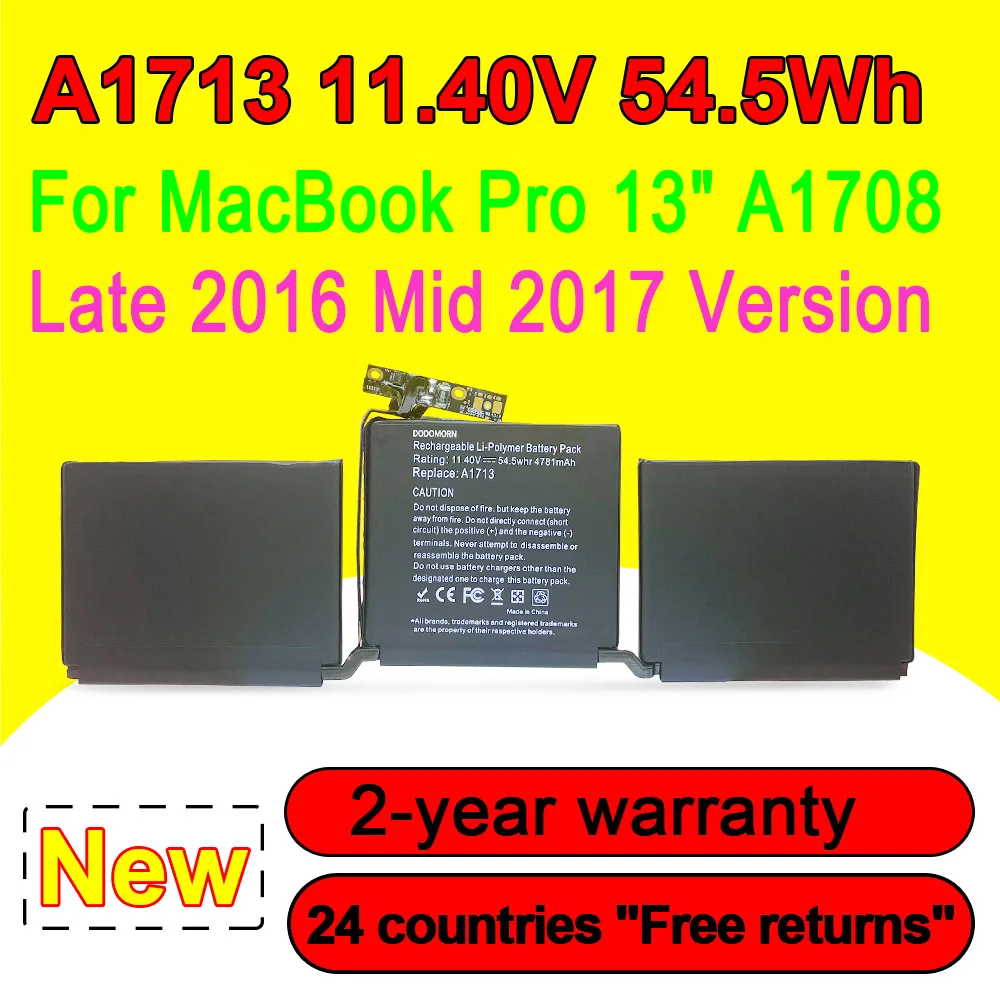 New A1713 Laptop Battery For MacBook Pro 13