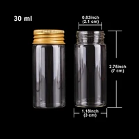 24 pieces 30ml 30*70mm Glass Bottles with Golden Aluminum Lids Glass Jars Glass Vials for Wedding Crafts Gift 2