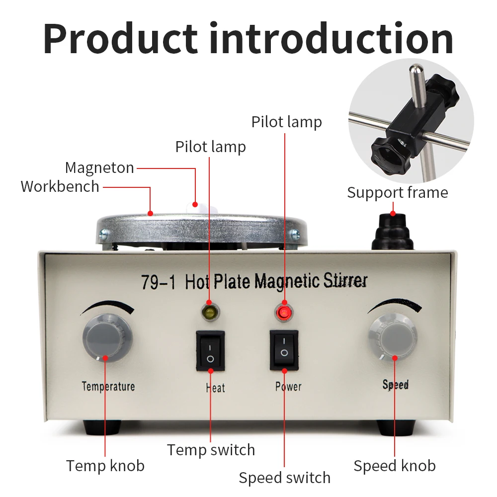 79-1 Heating Magnetic Stirrer 1L Hot Plate Laboratory Stirrer Heating Magnetic Mixer With Stir Bar 1L 2400rpm Lab Equipment