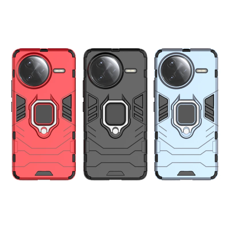 Shockproof Armor Phone Case with Metal Ring Holder and Magnetic Protection - Anti-Fall Back Cover