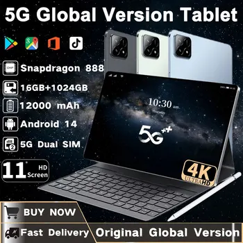 2025 Tablet originale Android14 Snapdragon888 11 pollici HD 16GB + 1TB 12000mAh 5G Dual SIM Bluetooth WiFi GPS Tables 1