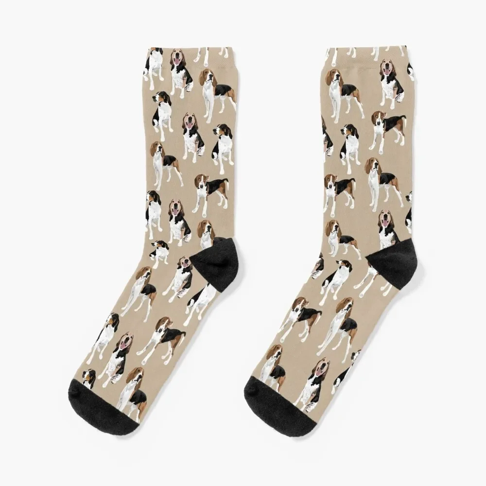 

Treeing Walker Coonhound on Tan Socks Wholesale anime winter thermal Socks For Girls Men's
