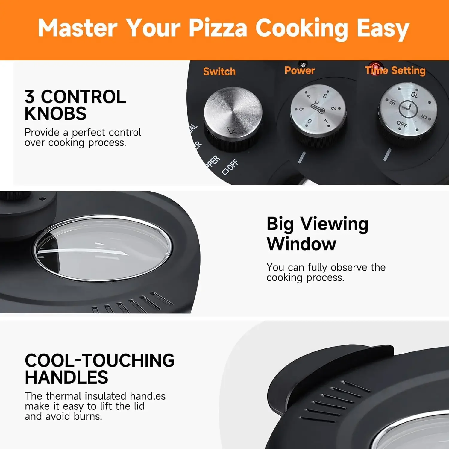 Davivy 16" Large Pizza Oven with Pizza Stone & Grill Pan  Portable Indoor 4