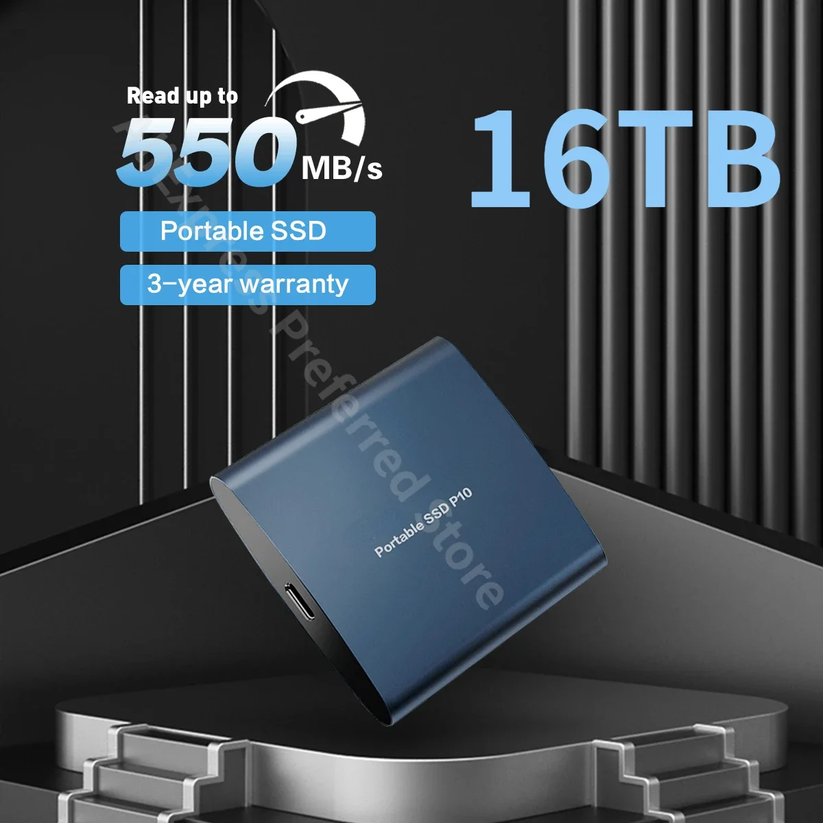 

Portable SSD 4TB USB3.2 Gen2 PC and Mac Gaming Students Professionals P10 Extemal Up To 550MB/s 8TB 16TB 64TB for PC PS5 Phone