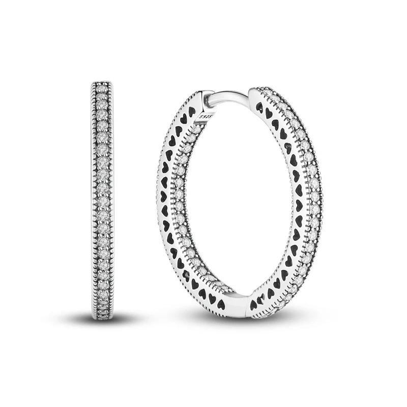 2022 Charm Double Hoop Earrings 925 Silver Sparkling Pave Stud Earring Gift For Women Engagement Jewelry Anniversary