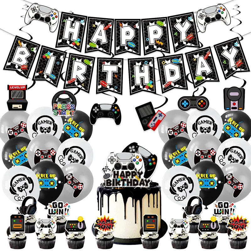 Doyomtoy 61 Pezzi Stoviglie Per Festa A Tema Videogioco - Piatti, Tazze, Tovaglioli E Tovaglia Per 20 Persone, Decorazioni Compleanno Bambini