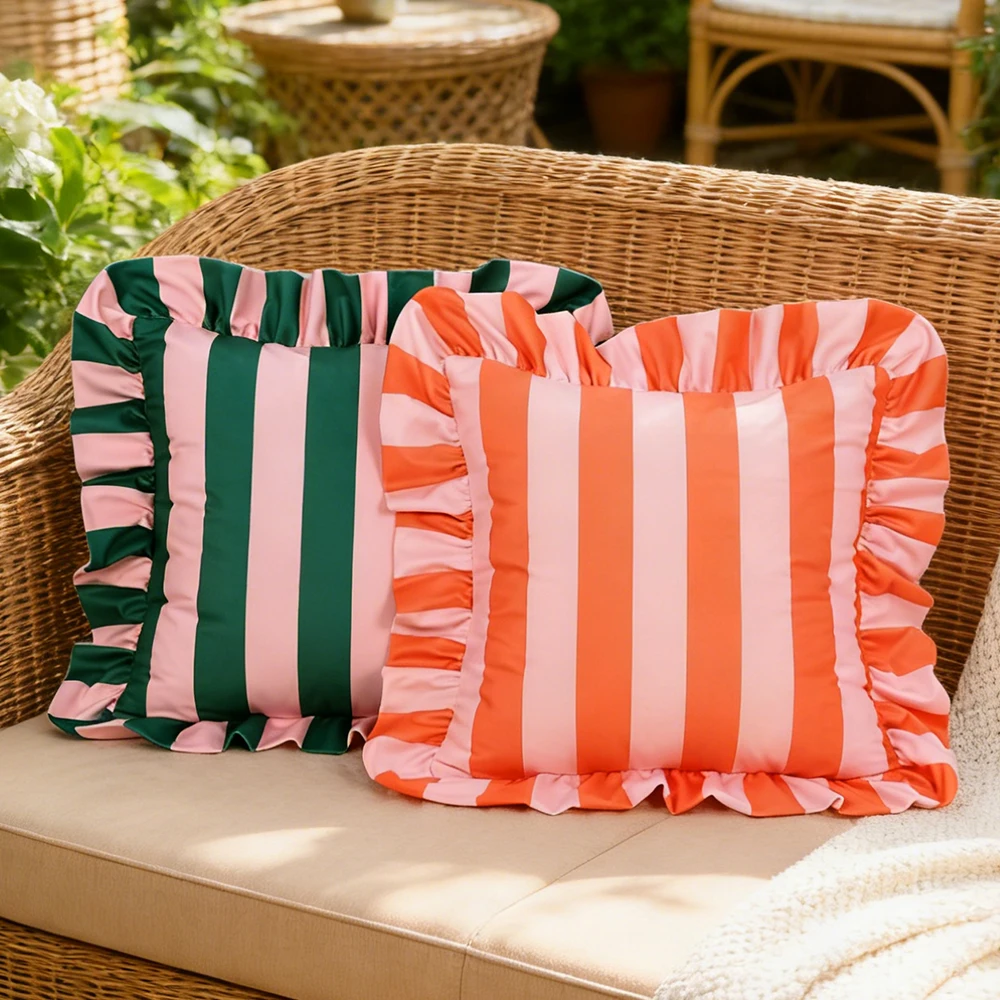 Striped Lace Velvet Pillowcase Image 10