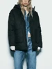 TRAF Women's New Hooded Jacket Autumn and Winter Zipper Long Sleeve Warm Solid Color Cotton Clothing Fashionable Women's Tops 3